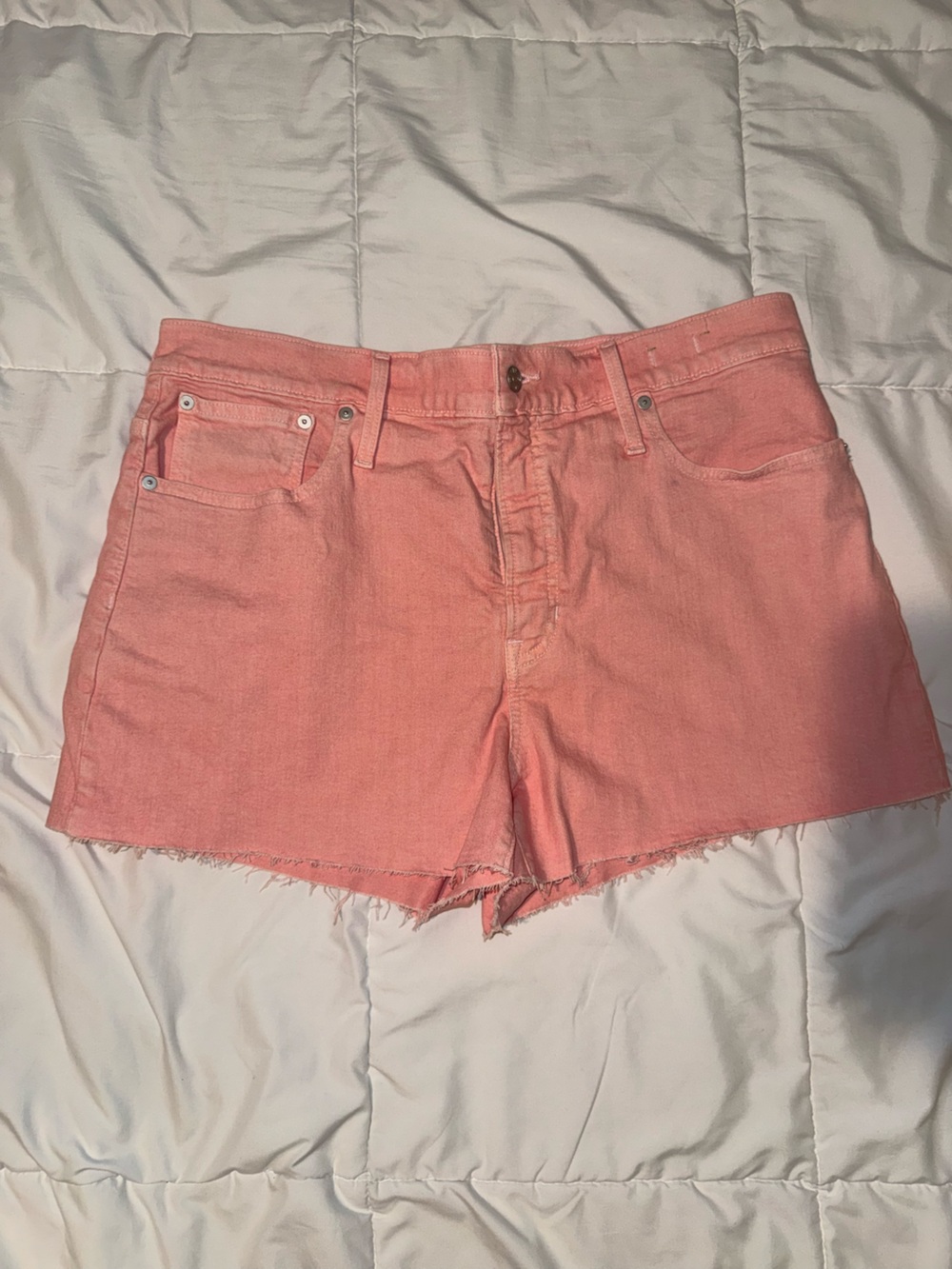 Madewell Coral Pink Denim Shorts